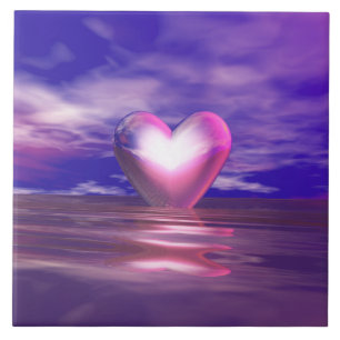 Roze hart drijvend tegeltje