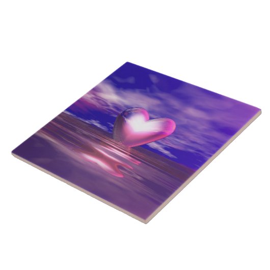 Roze hart drijvend tegeltje (Zijkant)