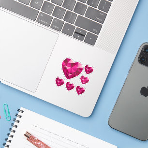 Roze Hart Edelsteen op maat gesneden vinyl sticker