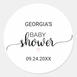 Roze hart | Eenvoudig Baby shower voor kalligrafie Ronde Sticker