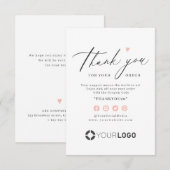 Roze hart eenvoudige script business logo bedankkaart (Voorkant / Achterkant)