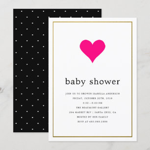 Roze Hart & Eenvoudige Typografie Meisje Baby show Kaart