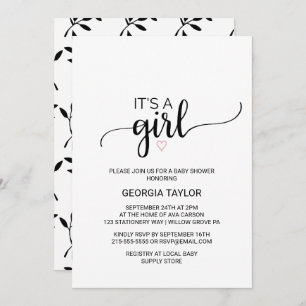 Roze hart Eenvoudige zwarte kalligrafie Het is e Kaart