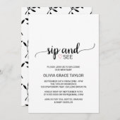 Roze hart | Eenvoudige zwarte kalligrafie Sip en Z Kaart (Voorkant / Achterkant)