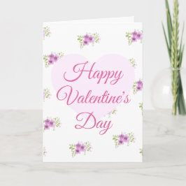 Roze Hart en Bloem Gelukkig Valentijnskaart Kaart