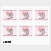 Roze hart en bloem Valentijn Vierkante Sticker (Vel)