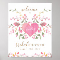 Roze Hart en Bloemen Bruidsfeest Verwelkoming