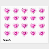 Roze Hart en Delicate Swirls en Bloemen Hart Sticker (Vel)