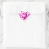 Roze Hart en Delicate Swirls en Bloemen Sticker (Tas)