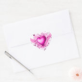 Roze Hart en Delicate Swirls en Bloemen Sticker (Envelop)