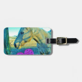 Roze hart en gele paarden bagagelabel (Voorkant horizontaal)