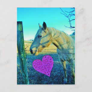 Roze hart en gele paarden briefkaart