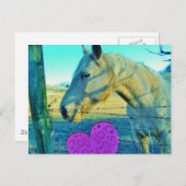 Roze hart en gele paarden briefkaart (Voorkant / Achterkant)