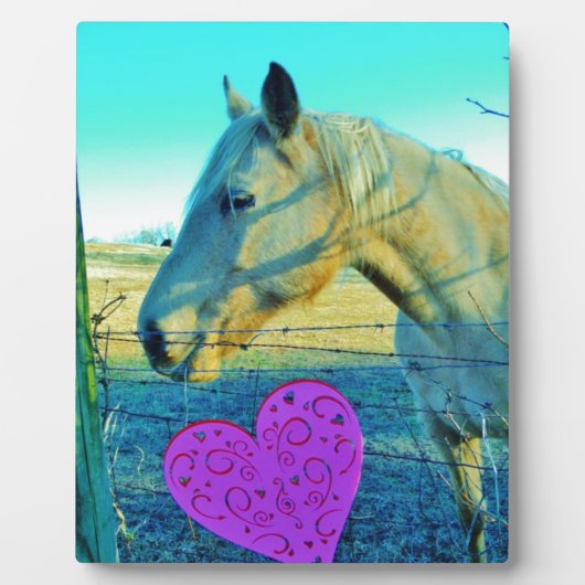Roze hart en gele paarden fotoplaat (Voorkant)