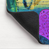 Roze hart en gele paarden muismat (Hoek)