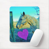 Roze hart en gele paarden muismat (Met muis)