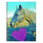 Roze hart en gele paarden notitieboek (Voorkant)