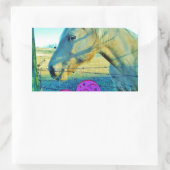 Roze hart en gele paarden rechthoekige sticker (Tas)