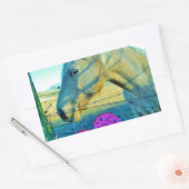 Roze hart en gele paarden rechthoekige sticker (Envelop)