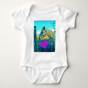 Roze hart en gele paarden romper