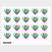 Roze hart en gele paarden sticker (Vel)