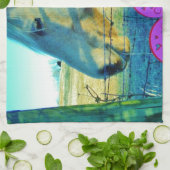 Roze hart en gele paarden theedoek (Gevouwen)