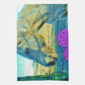 Roze hart en gele paarden theedoek (Verticaal)