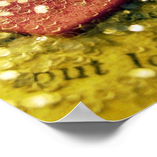 Roze hart en glitter poster (Hoek)