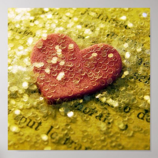 Roze hart en glitter poster (Voorkant)