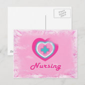 Roze hart en kruisverpleging briefkaart (Voorkant / Achterkant)