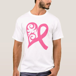 Roze hart- en lintbestrijding tegen borstkanker t-shirt