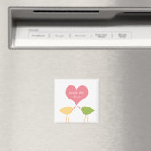 Roze Hart en Lovebirds Save The Date Magnet (Insitu (Vaatwasser))