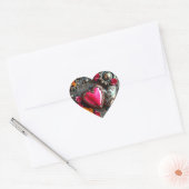 Roze hart en metalen tandwielen Steampunk Hart Sticker (Envelop)