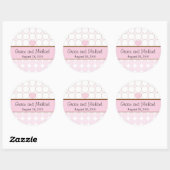 Roze Hart en Polka Dots Bruiloft Ronde Sticker (Vel)