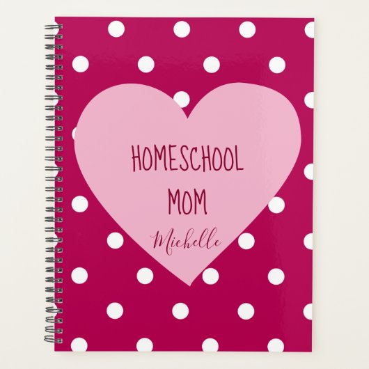  Roze Hart en Polka Dots Homeschool Moeder Planner (Voorkant)