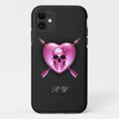 Roze Hart en Schedel iPhone 5 Hoesje (Achterkant)
