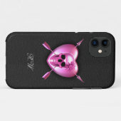 Roze Hart en Schedel iPhone 5 Hoesje (Achterkant (horizontaal))