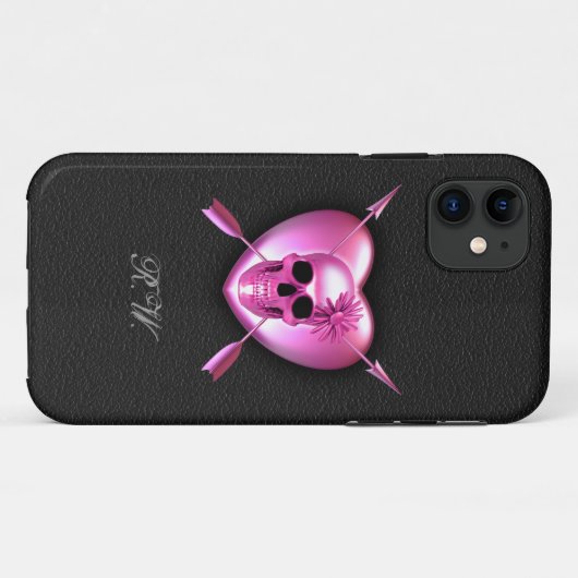 Roze Hart en Schedel iPhone 5 Hoesje (Achterkant (horizontaal))