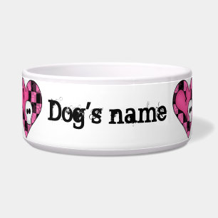 Roze hart en schedels voerbakje