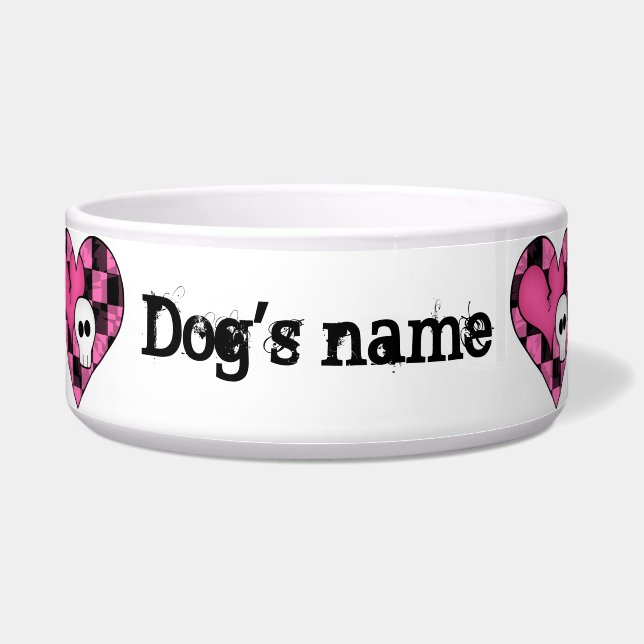 Roze hart en schedels voerbakje (Voorkant)