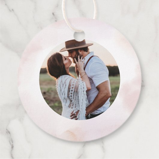 Roze hart en Waterverf bruiloft Dank je foto Bedankjes Labels (Achterkant)