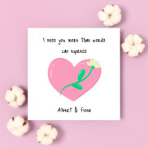 Roze hart en witte bloem Miss U