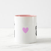Roze hart en zwarte kat tweekleurige koffiemok (Center)