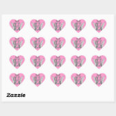Roze Hart Engel Vleugels Monogram Hart Sticker (Vel)