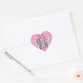 Roze Hart Engel Vleugels Monogram Hart Sticker (Envelop)