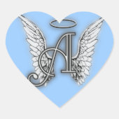 Roze Hart Engel Vleugels Monogram Sticker (Voorkant)