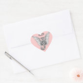 Roze Hart Engel Vleugels Monogram Sticker (Envelop)