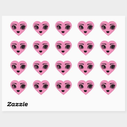 Roze  Hart Face Art Hart Sticker (Vel)