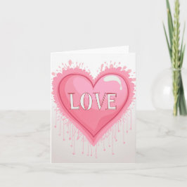 Roze Hart Feestdagen Kaart