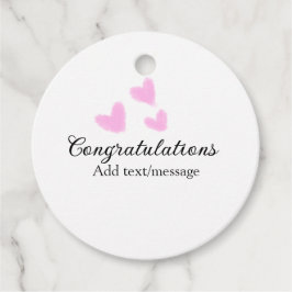 Roze hart felicitaties afstuderen aquarel a bedankjes labels